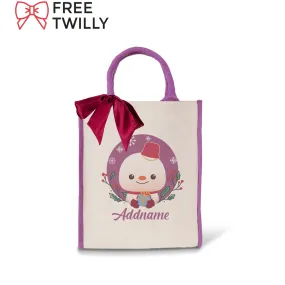 Christmas Cute Animal Series - Purple Colour Lining Canvas Bag (Livestream)