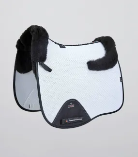 Close Contact Airtechnology Shockproof Wool Saddle Pad - Dressage Square White/Black Wool