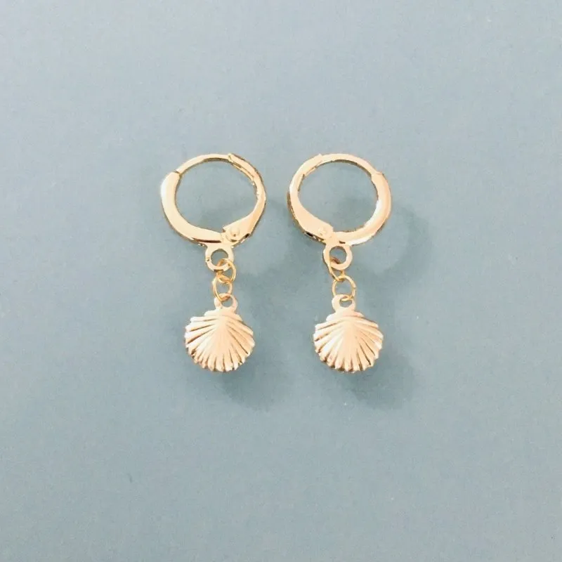 Clover Mini Shell Hoop Earrings | Small Gold Shell Hoop Earrings | Women's Jewelry | Gold Hoop Earrings | Christmas Gift | Women's Gift