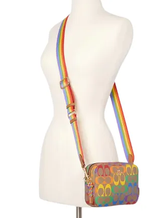 Coach Mini Camera Bag In Rainbow Signature Canvas