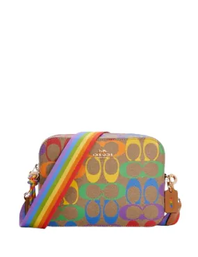 Coach Mini Camera Bag In Rainbow Signature Canvas