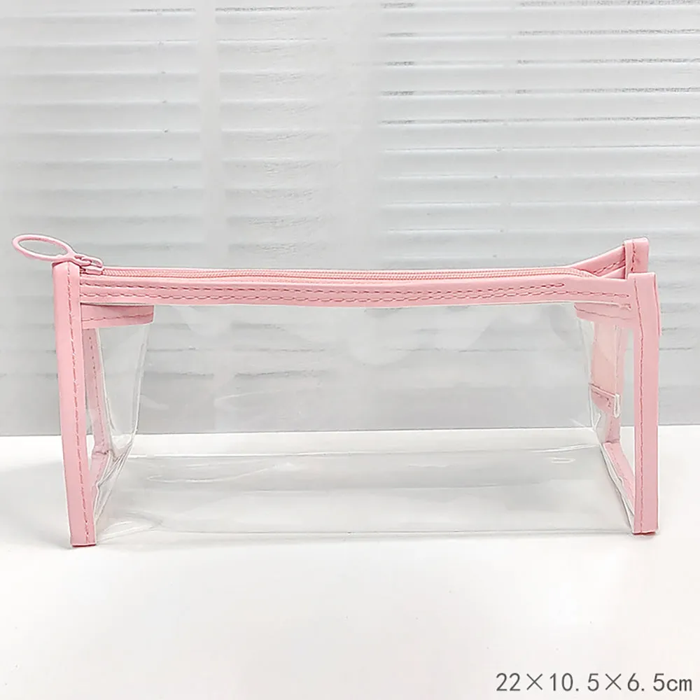 Colorful transparent storage bag, pencil case, simple ins girly heart, cosmetic bag, high appearance, texture, desktop storage stationery bag, practical, zipper transparent bag, ins style