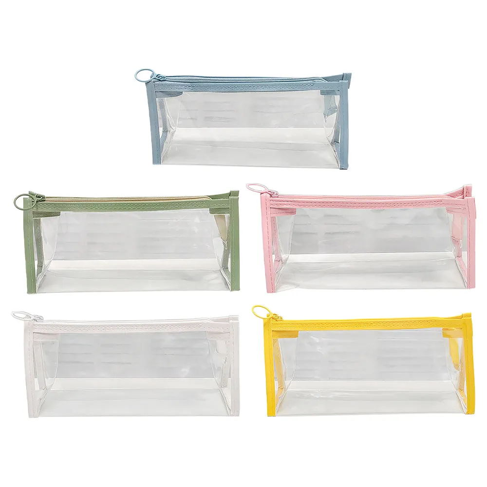 Colorful transparent storage bag, pencil case, simple ins girly heart, cosmetic bag, high appearance, texture, desktop storage stationery bag, practical, zipper transparent bag, ins style