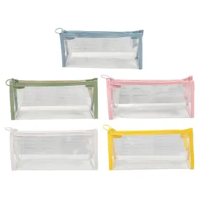 Colorful transparent storage bag, pencil case, simple ins girly heart, cosmetic bag, high appearance, texture, desktop storage stationery bag, practical, zipper transparent bag, ins style