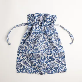 Coral & Shell Blue Drawstring Bag