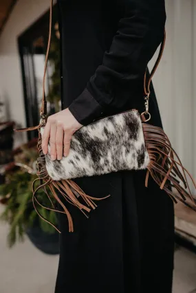 Cowhide and Leather Fringe Small Crossbody Bag