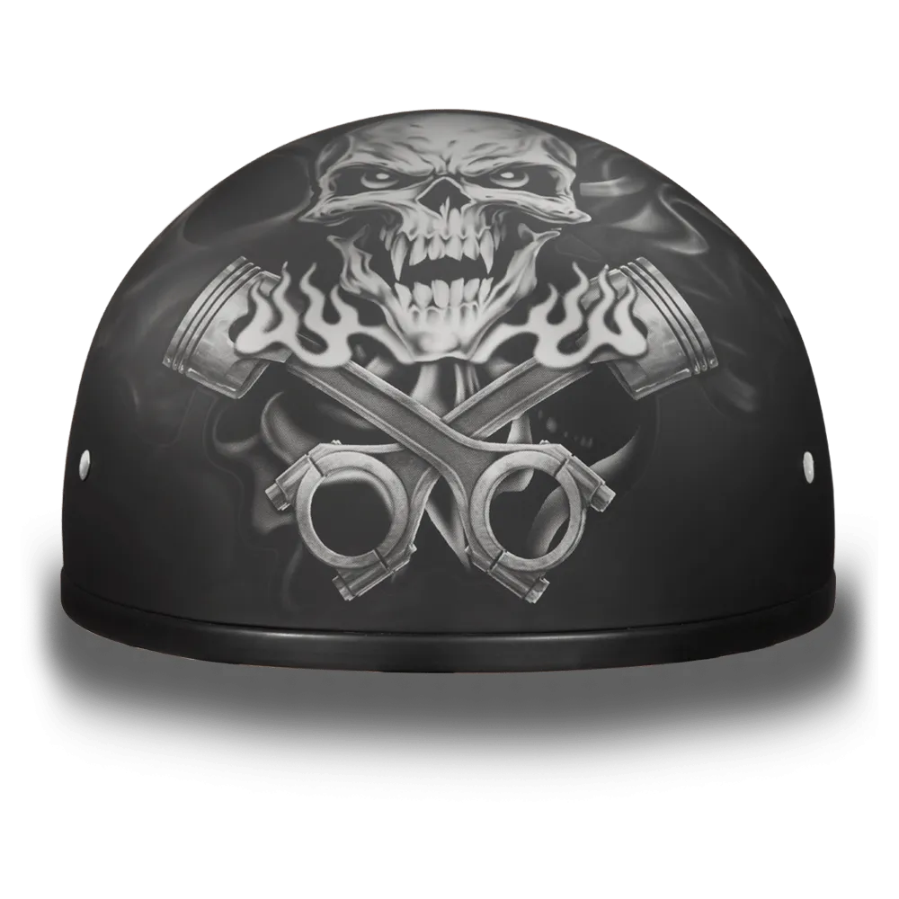 D6-PS D.O.T. DAYTONA SKULL CAP - W/ PISTONS SKULL