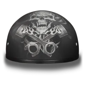 D6-PS D.O.T. DAYTONA SKULL CAP - W/ PISTONS SKULL