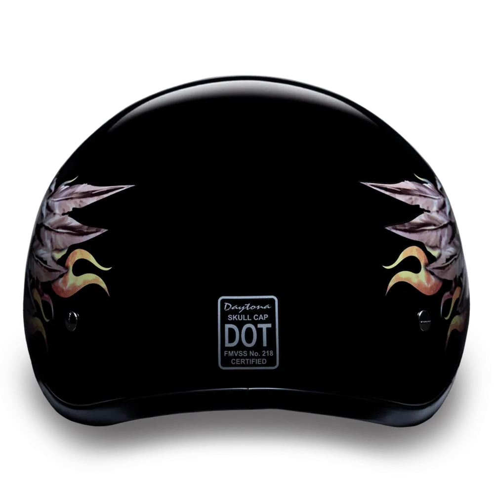 D6-SKW D.O.T. DAYTONA SKULL CAP - W/ SKULL WINGS