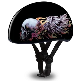 D6-SKW D.O.T. DAYTONA SKULL CAP - W/ SKULL WINGS