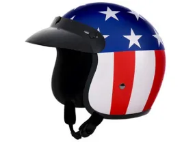 Daytona D.O.T Cruiser Motorcycle Helmet 3/4 Shell American Flag