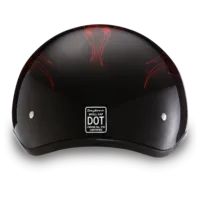 Daytona D.O.T Skull Cap Motorcycle Helmet with Red Flames