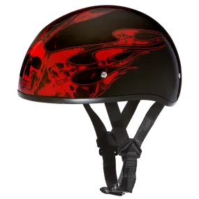 Daytona D.O.T Skull Cap Motorcycle Helmet with Red Flames