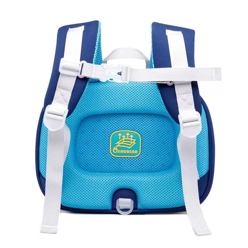 Derek the Dino 3d Light weighted Ergo Backpack for Toddlers & Kids with Leash, Blue