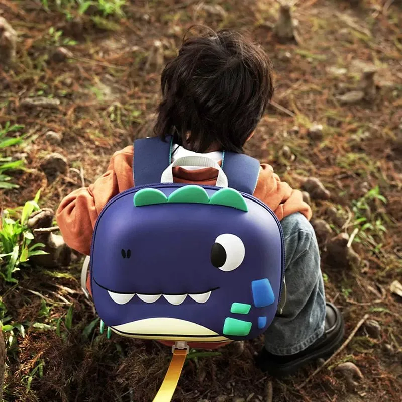 Derek the Dino 3d Light weighted Ergo Backpack for Toddlers & Kids with Leash, Blue