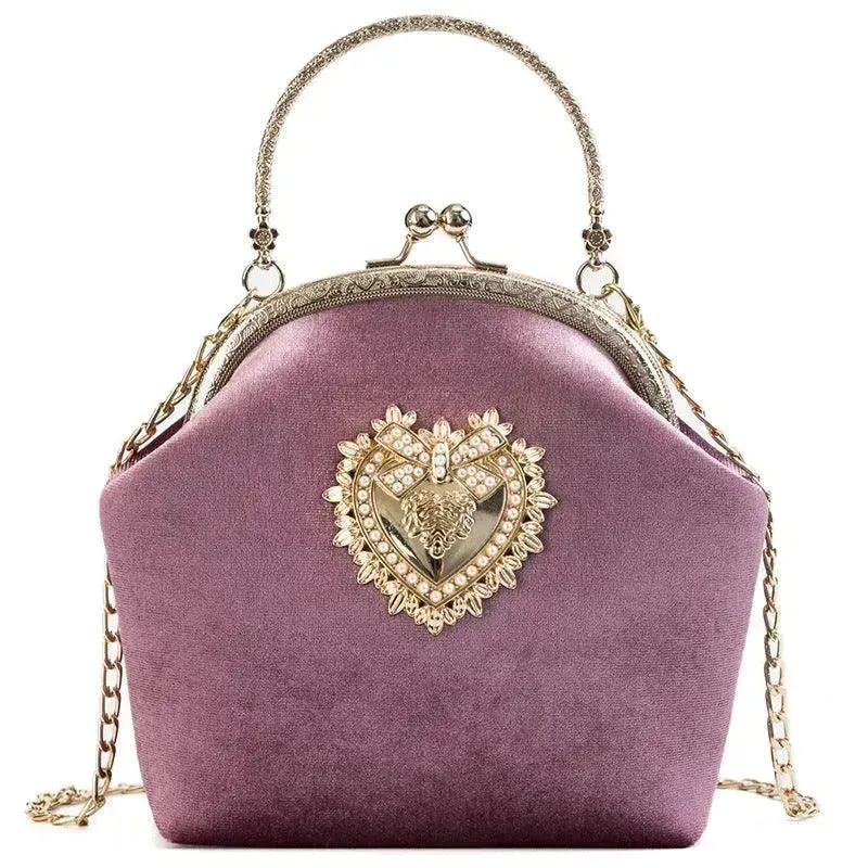 Diamond Retro Style Women Shoulder Medium Size Zipper Handbag