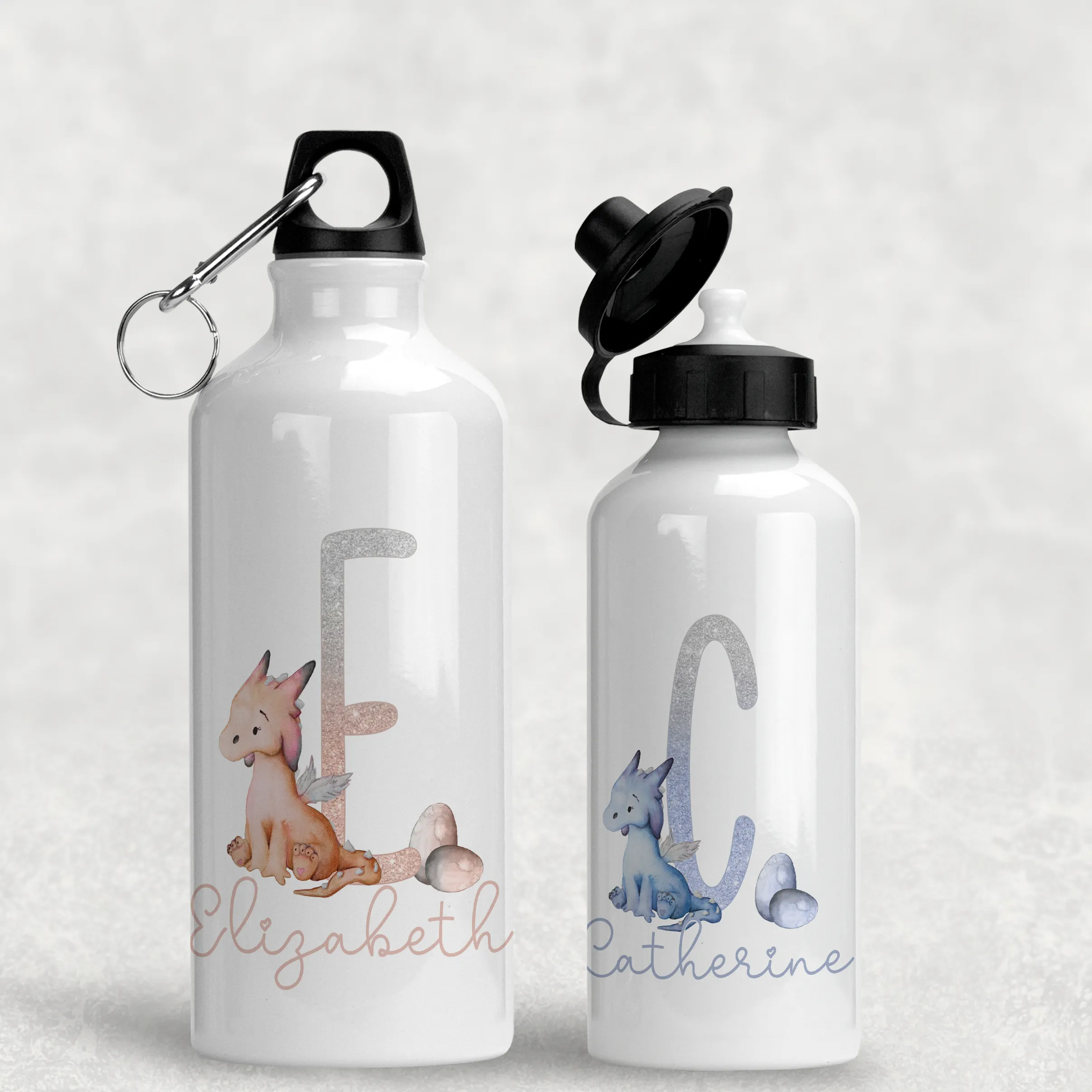 Dragon Alphabet Personalised Aluminium Water Bottle 400/600ml