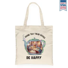 Drink Tea Read Books Teapot Owl Tote Bag TBW2035