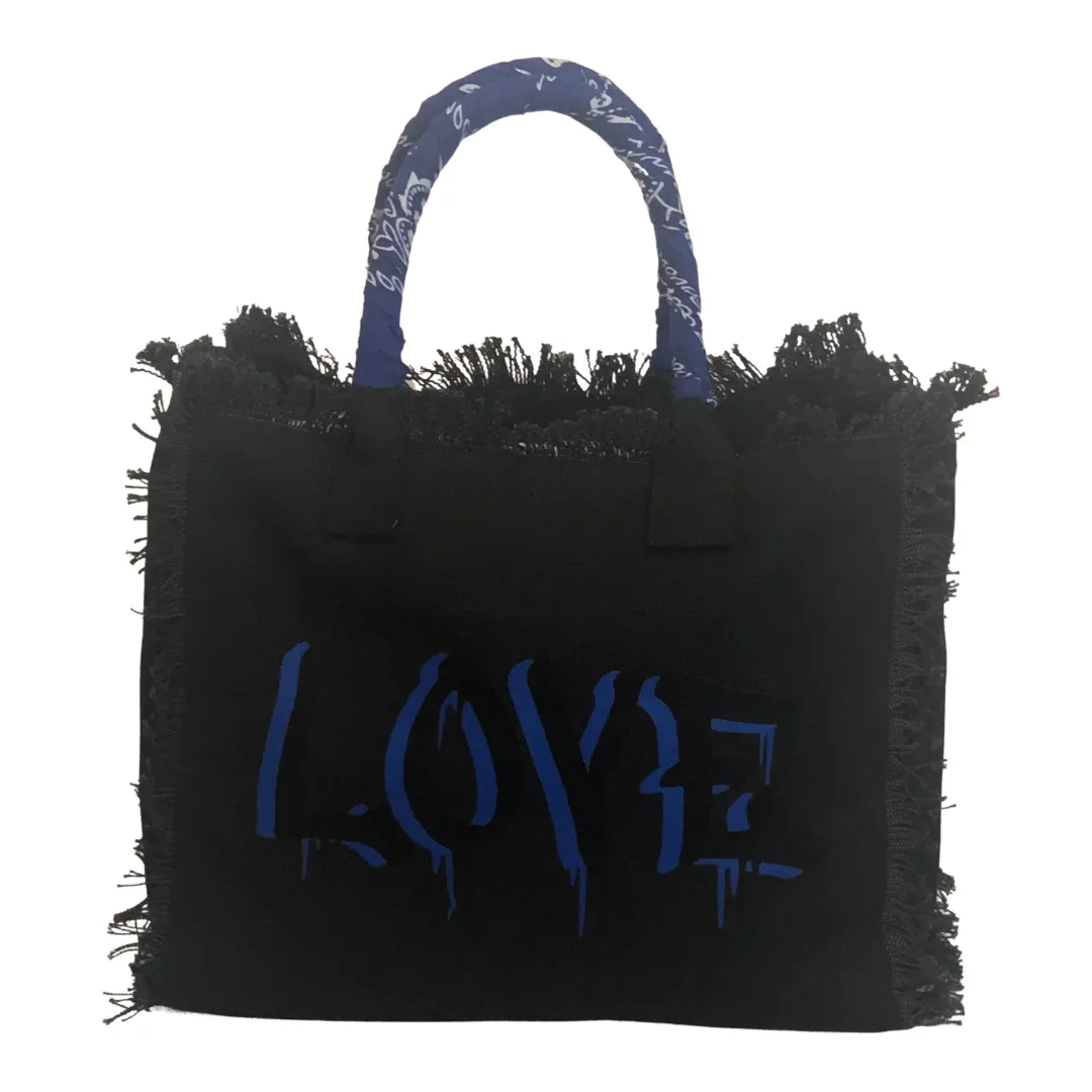 Dripping LOVE Shoulder Tote - Blue