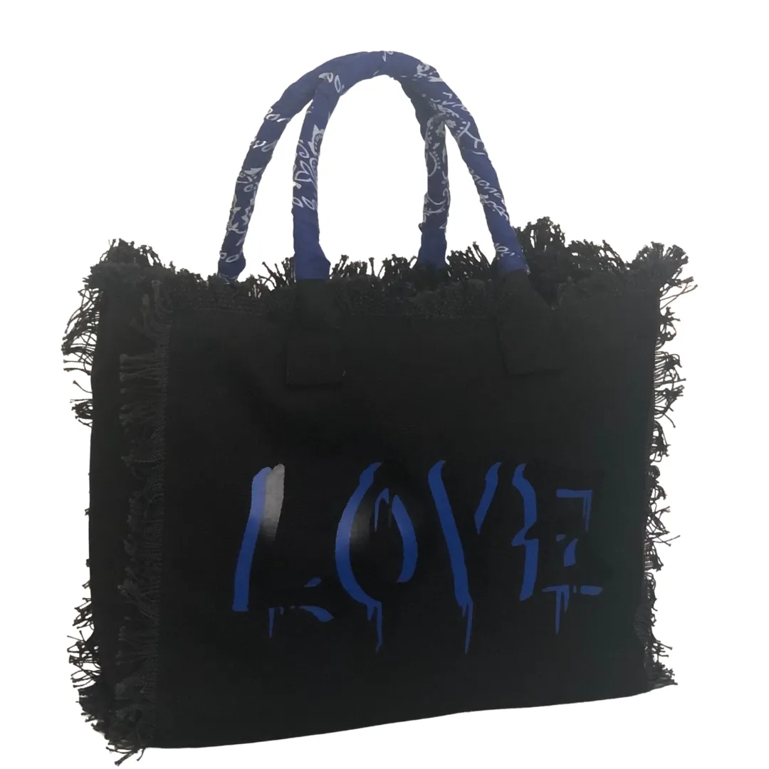 Dripping LOVE Shoulder Tote - Blue