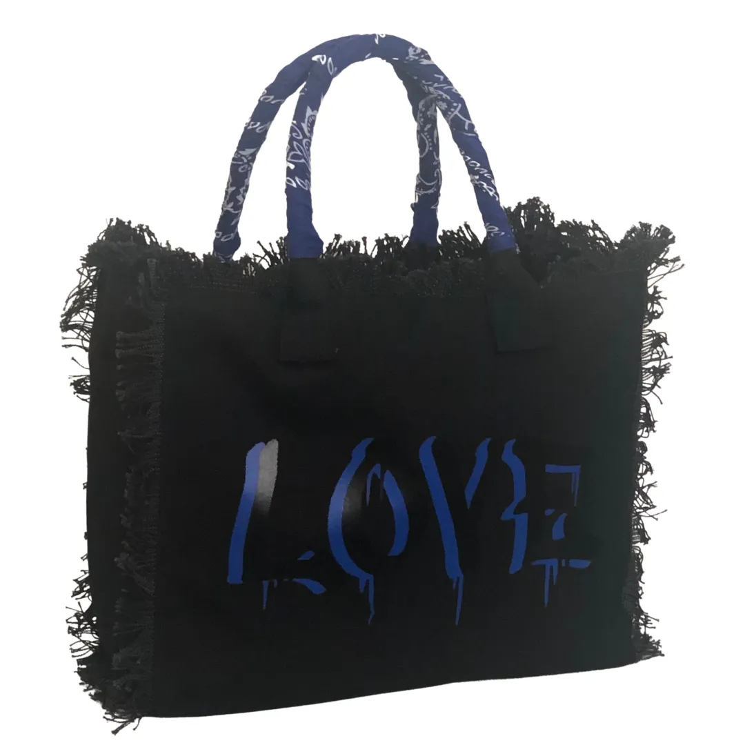 Dripping LOVE Shoulder Tote - Blue