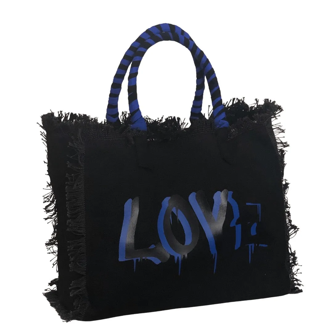 Dripping LOVE Shoulder Tote - Blue