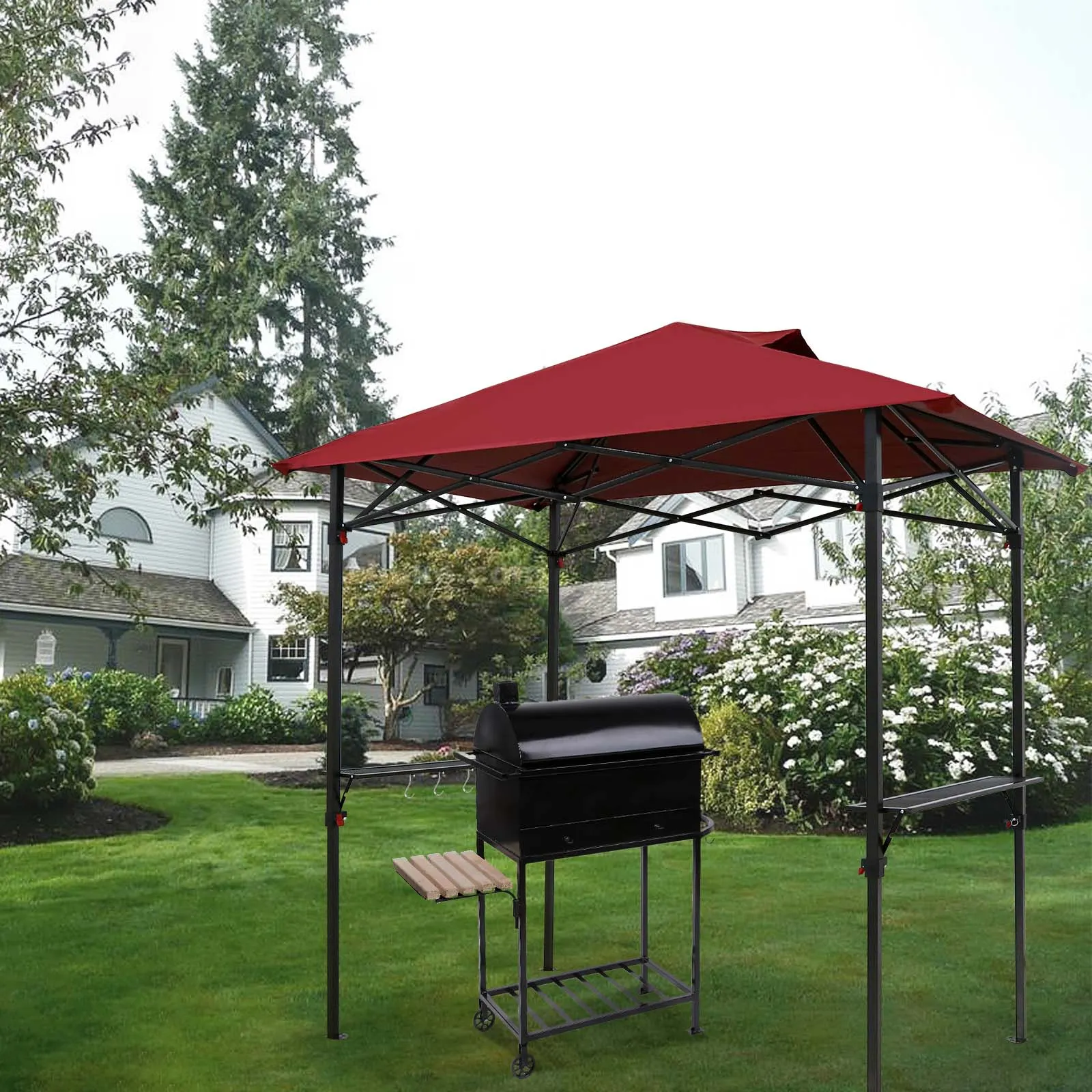 EAGLE PEAK 8x5 Pop up Grill Gazebo with Wheeled Bag, Instant Outdoor BBQ Canopy with Air Vent for Barbeque