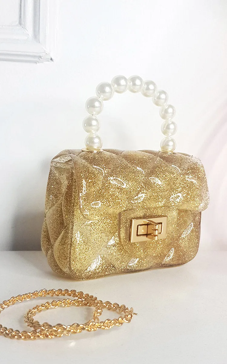 Fold Over bag with Pearl Handle