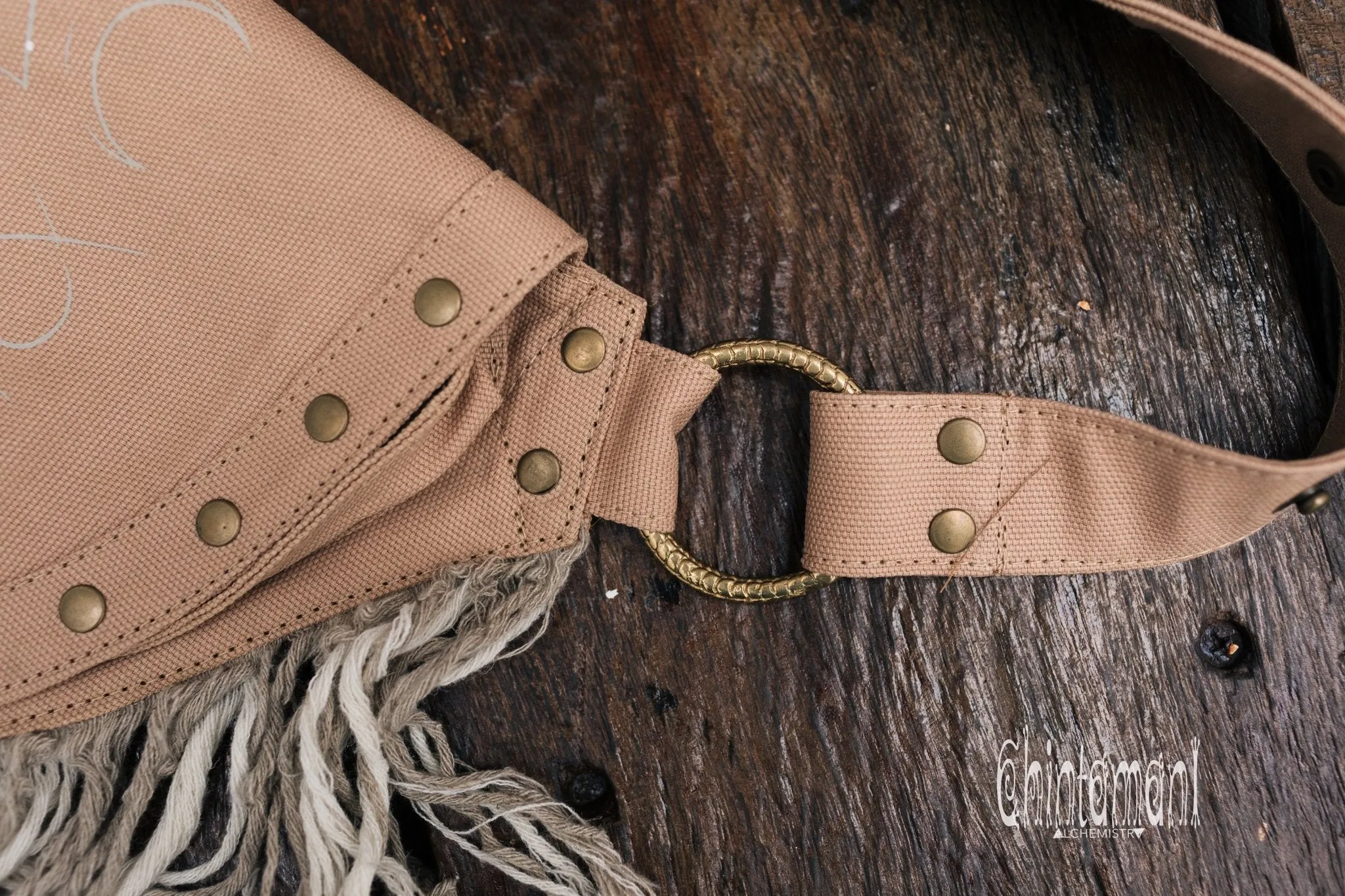 Fringe Cotton Canvas Vegan Waist Bag / Pocket Belt / Beige