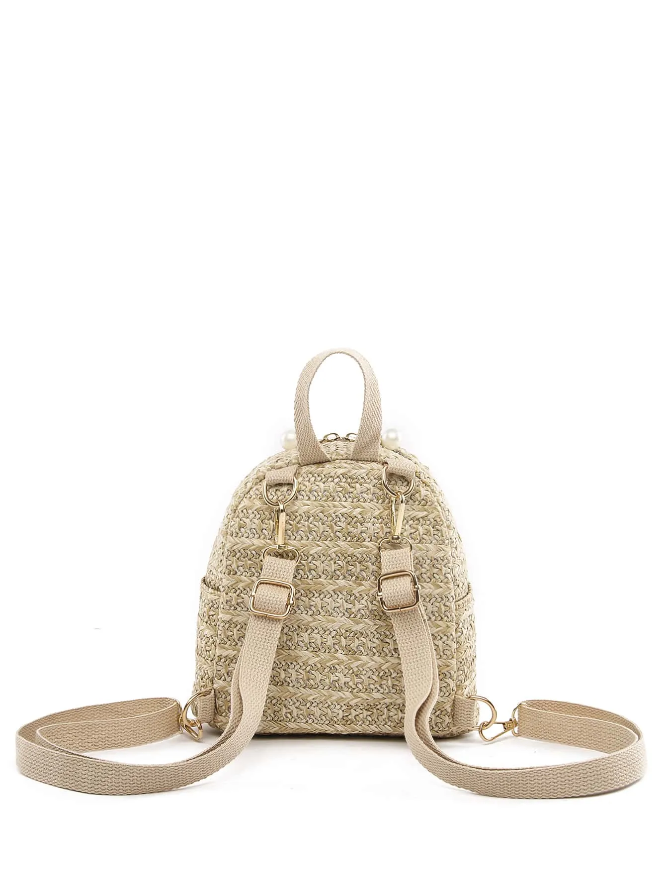 Fringe Trim Straw Backpack