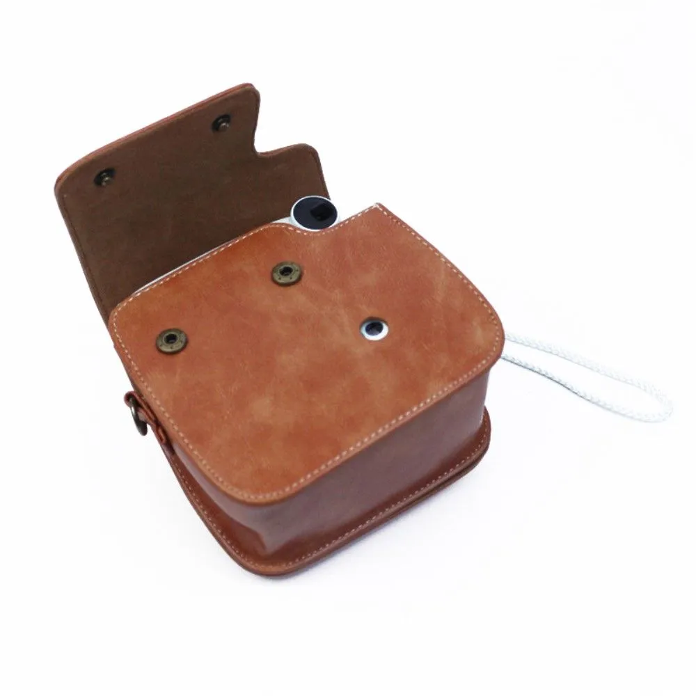 Fujifilm Instax Mini 7 Plus leather case with shoulder strap - Brown