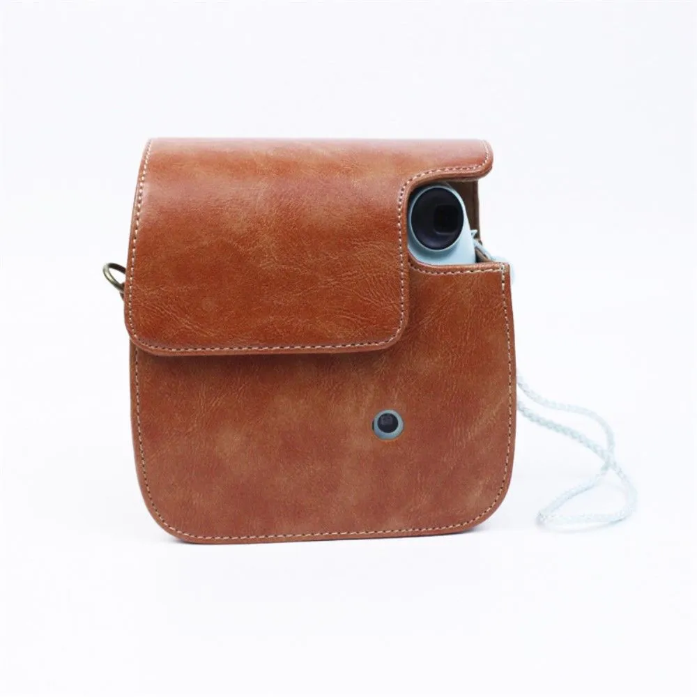 Fujifilm Instax Mini 7 Plus leather case with shoulder strap - Brown