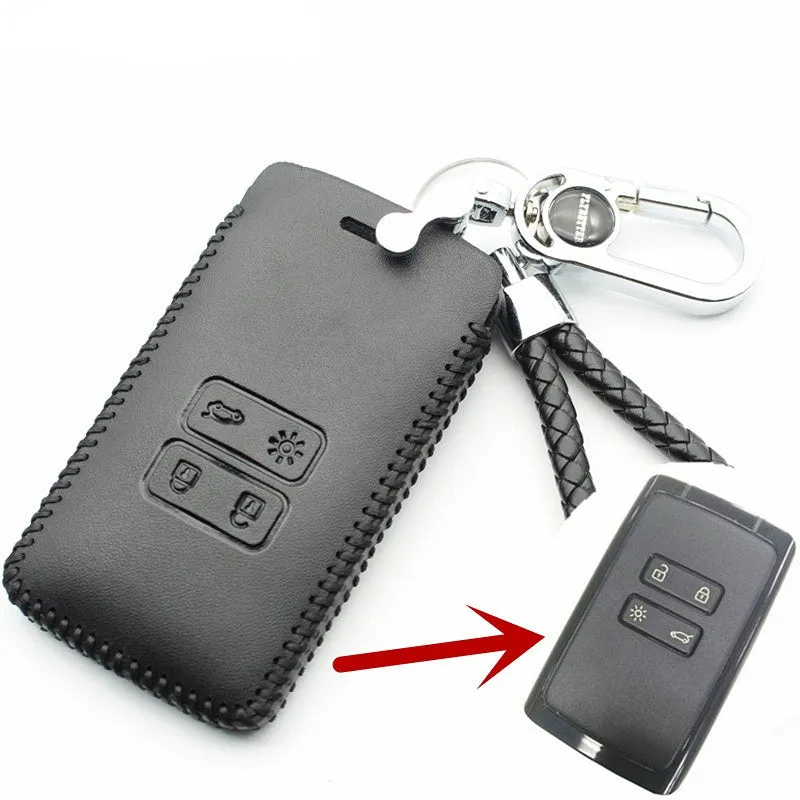 Genuine Leather 4Button Smart Key Case Cover For Renault Kadjar Car Styling (B) L2000