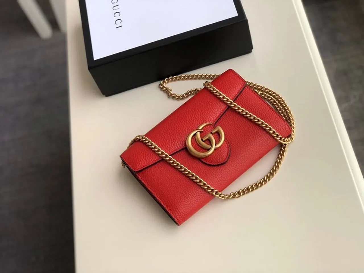 gg Marmont Mini Chain Bag Red For Women 7.9in/20cm gg