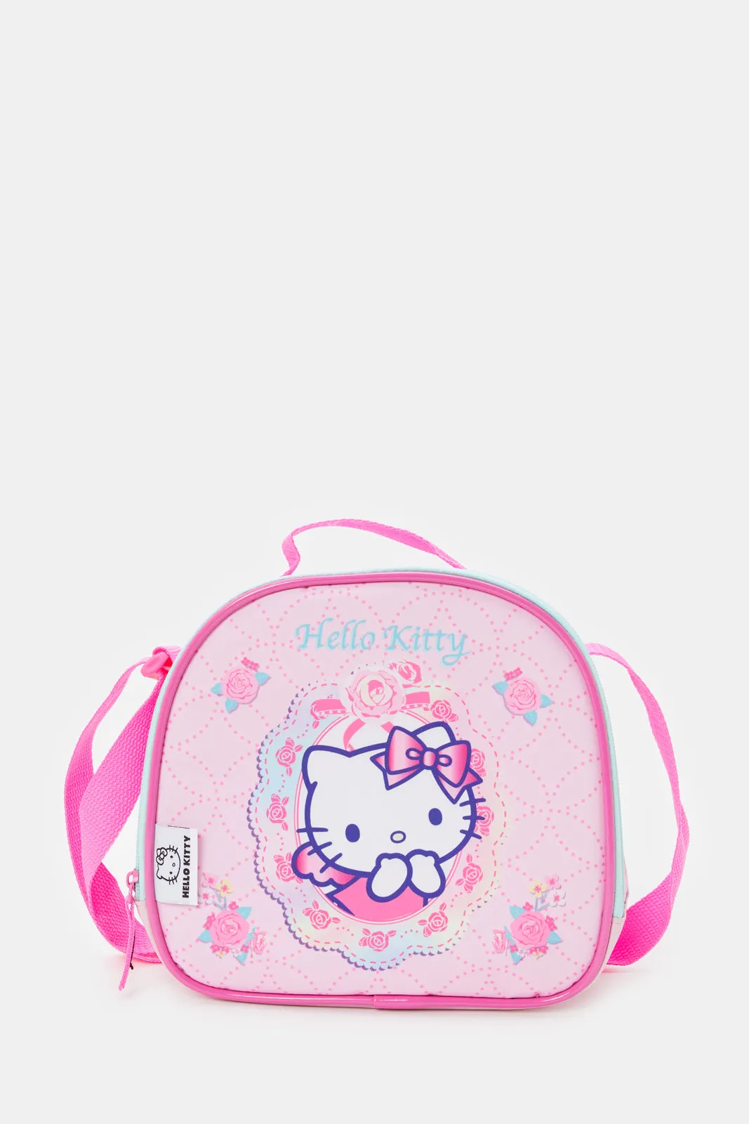 Girls Pink Hello Kitty Print Trolley Bag Set (16 Inch)