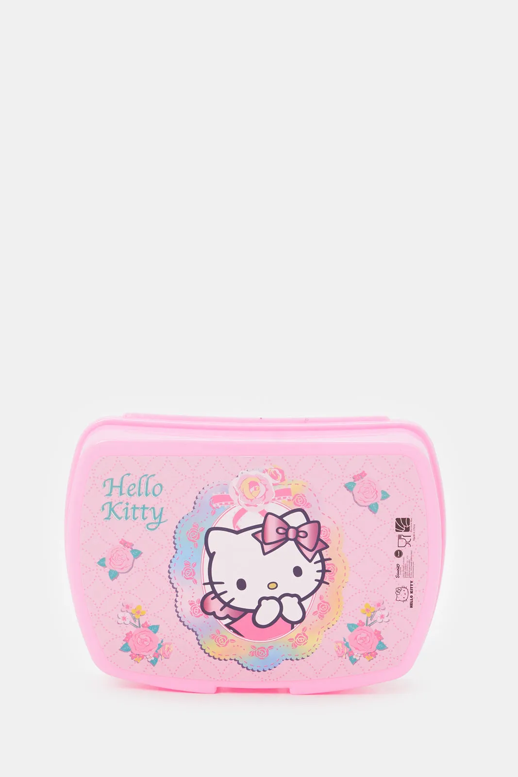 Girls Pink Hello Kitty Print Trolley Bag Set (16 Inch)