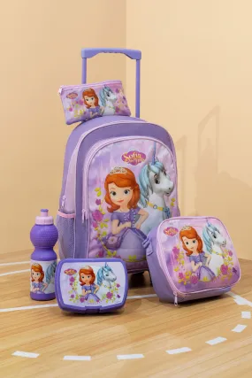 Girls Purple Sofia The First Print Trolley Set (5 Piece)