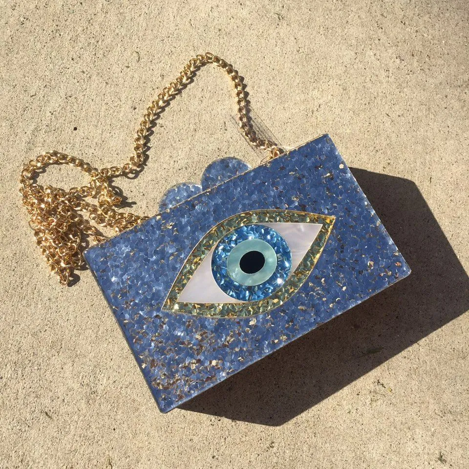 Glitter Evil Eye Hard Case Clutch