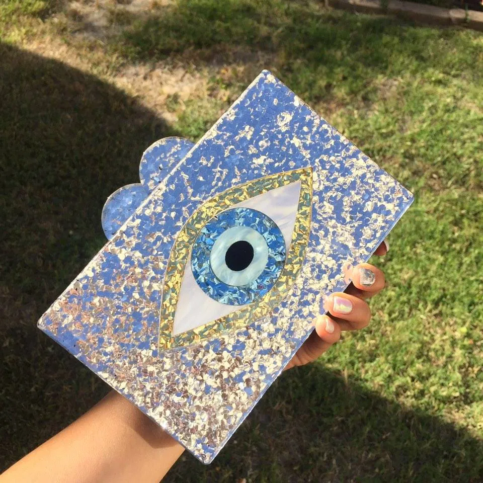 Glitter Evil Eye Hard Case Clutch