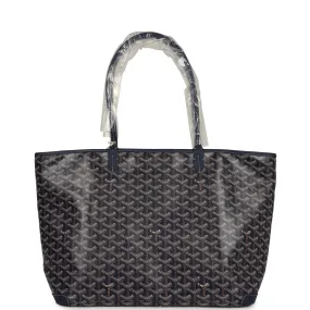 Goyard Artois Tote MM Navy Goyardine Canvas & Chevroches Calfskin Palladium Hardware