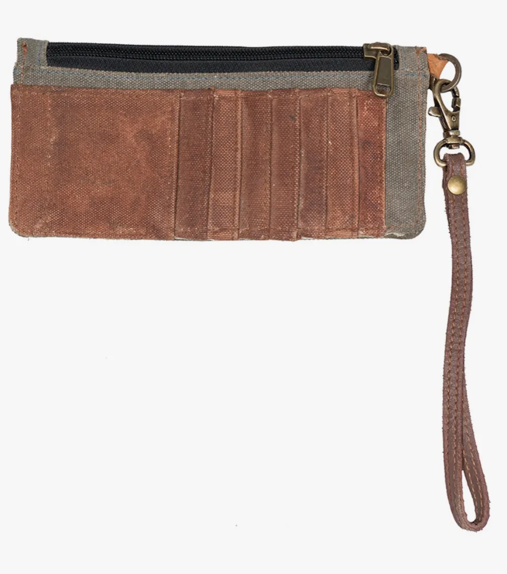 Gray Live Love Wander Canvas Wristlet