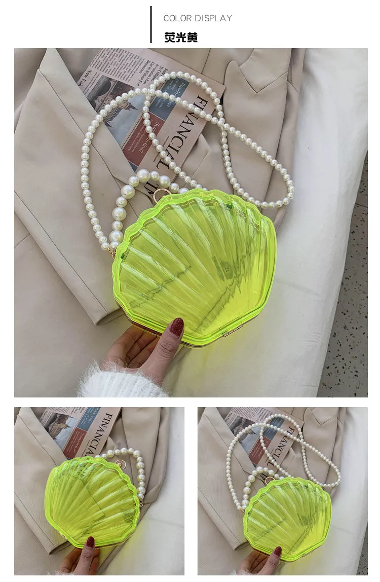 Handbag - Beautiful Transparent Shell with Pearls