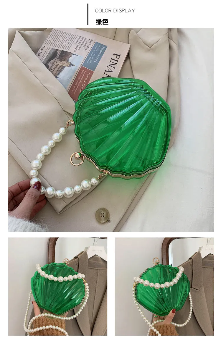 Handbag - Beautiful Transparent Shell with Pearls