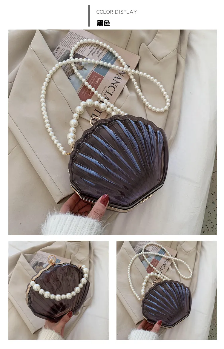 Handbag - Beautiful Transparent Shell with Pearls