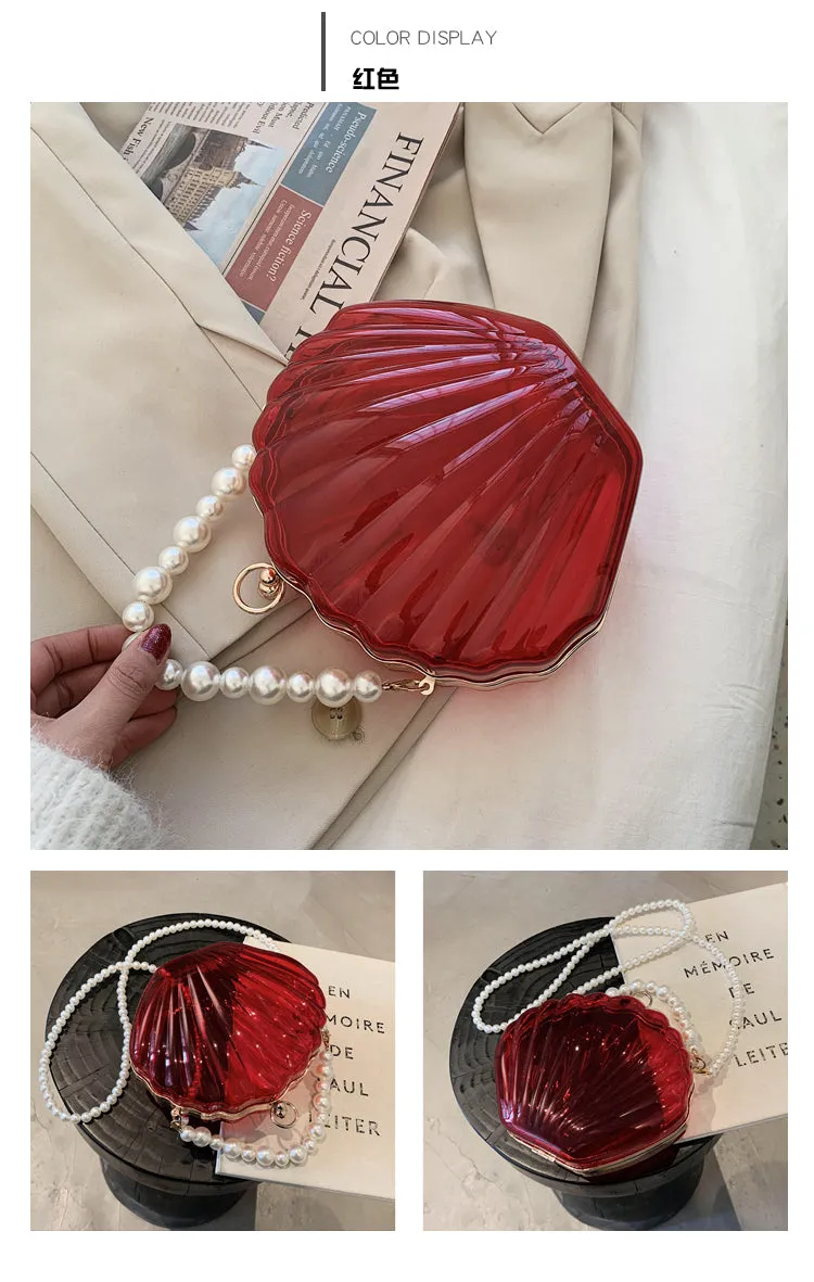 Handbag - Beautiful Transparent Shell with Pearls