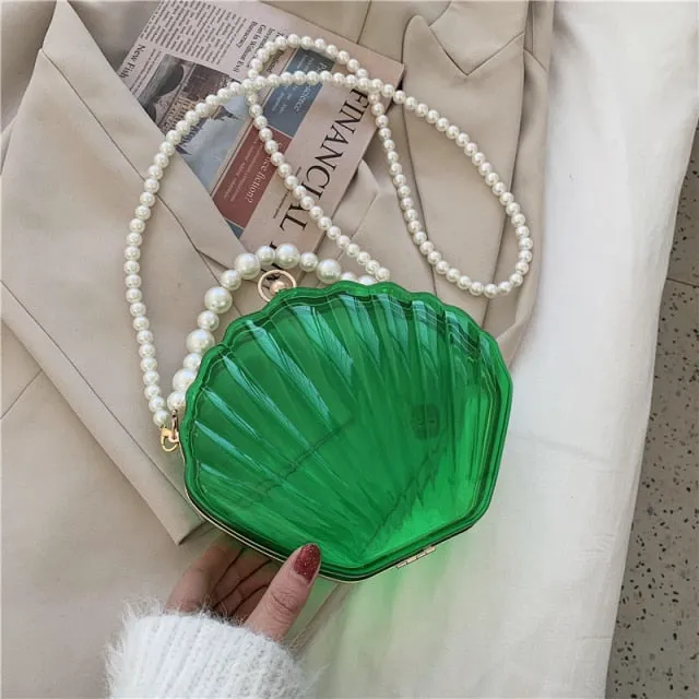 Handbag - Beautiful Transparent Shell with Pearls