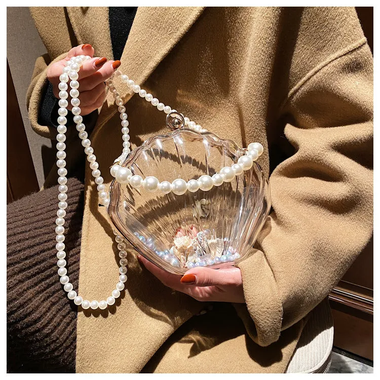 Handbag - Beautiful Transparent Shell with Pearls