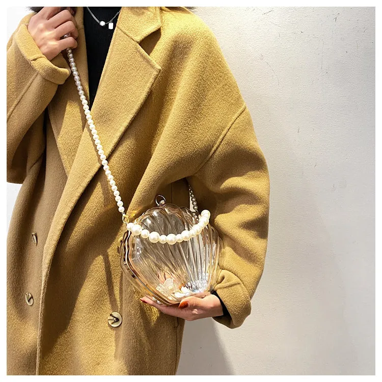 Handbag - Beautiful Transparent Shell with Pearls