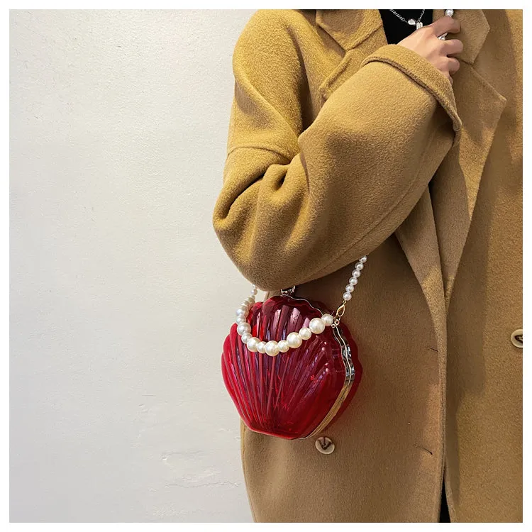 Handbag - Beautiful Transparent Shell with Pearls