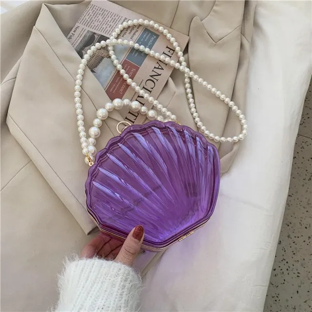 Handbag - Beautiful Transparent Shell with Pearls